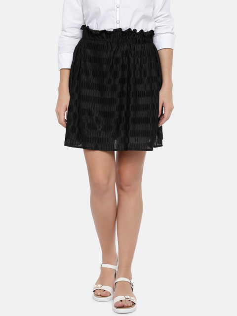 

The Label Life Women Black Self-Design Skater Skirt