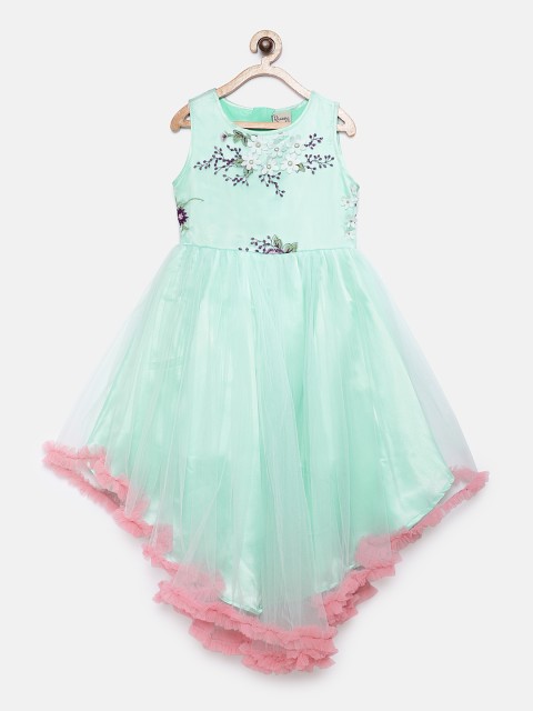 

Rianna Girls Sea Green Printed Fit and Flare Dress