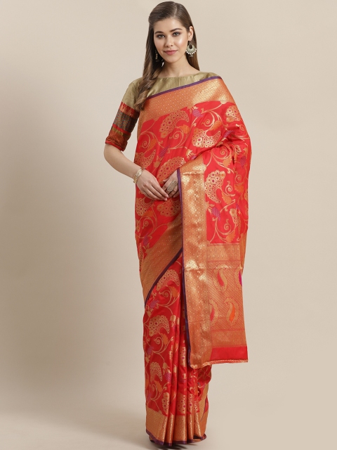 

Mitera Red & Golden Zari Woven Design Banarasi Saree