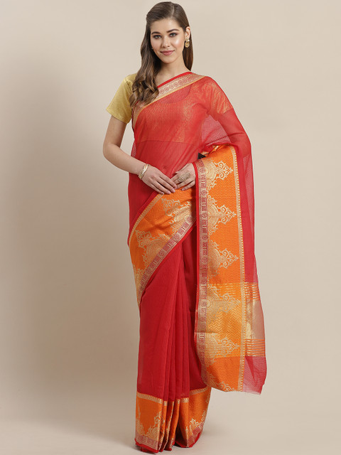 

Mitera Red Self-Checked Kota Saree