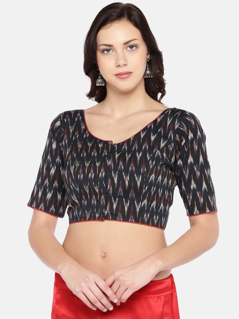 

Studio Shringaar Women Black & White Printed Saree Blouse