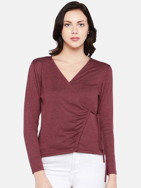 

Ten on Ten Women Maroon Solid Top