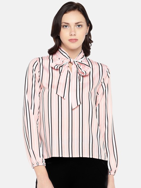 

Ten on Ten Women Pink & White Striped Top
