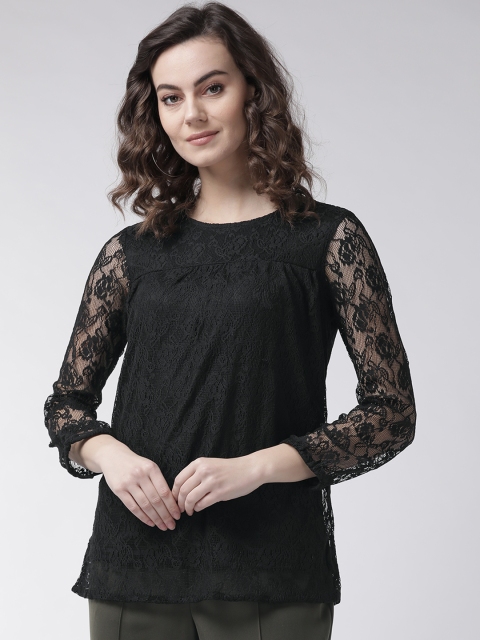 

Rue Collection Women Black Self Design Top