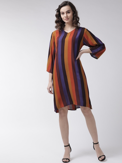 

Rue Collection Women Mustard Yellow & Rust Orange Striped A-Line Dress
