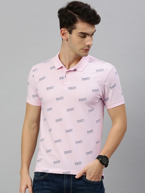 

Denizen From Levis Men Pink & Blue Printed Polo Collar T-shirt