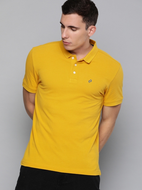

Denizen From Levis Men Mustard Yellow Solid Polo Collar Pure Cotton T-shirt