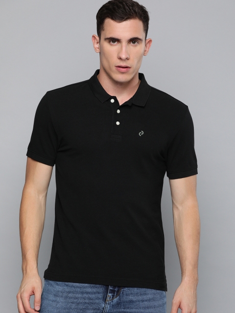 

Denizen From Levis Men Black Solid Polo Collar Pure Cotton T-shirt