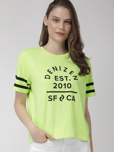 

Denizen From Levis Women Fluorescent Green Printed Round Neck T-shirt