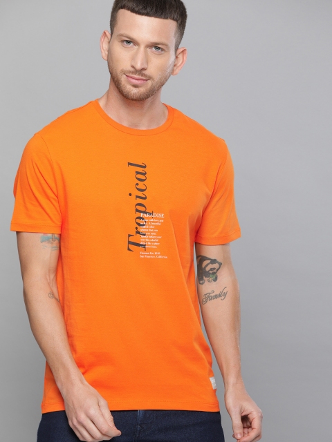 

Denizen From Levis Men Orange Printed Round Neck T-shirt
