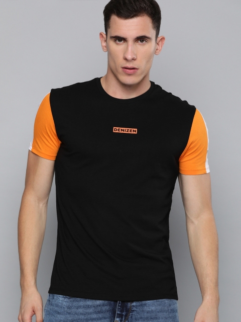 

Denizen From Levis Men Black Solid Round Neck T-shirt