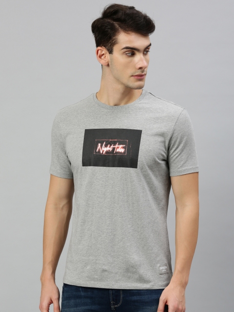 

Denizen From Levis Men Grey Melange Printed Round Neck T-shirt