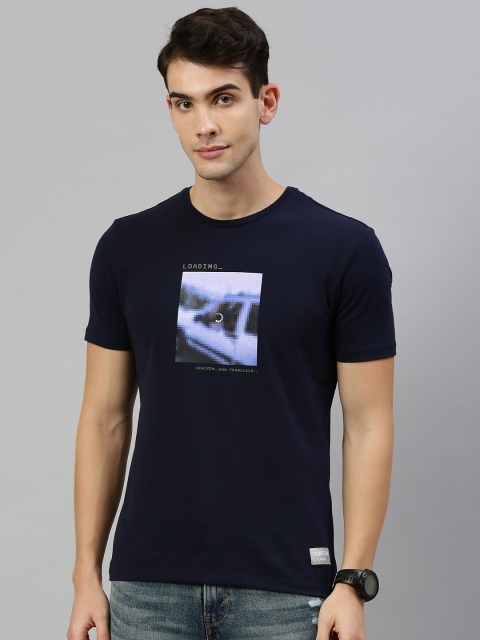 

Denizen From Levis Men Navy Blue Printed Round Neck T-shirt