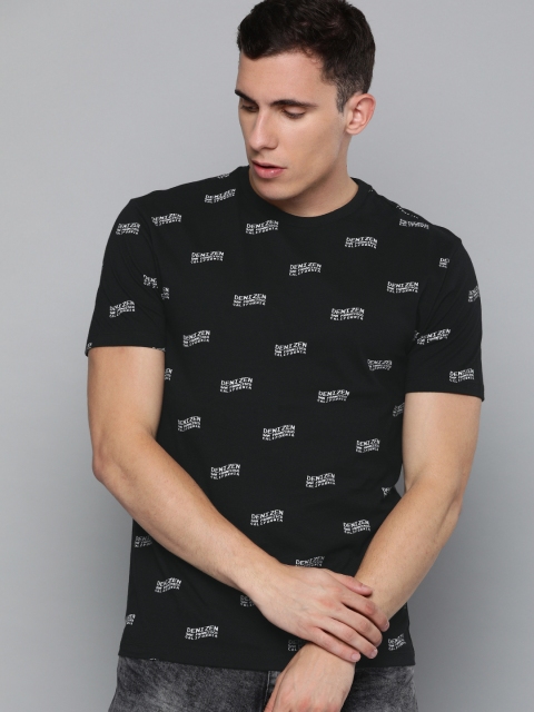

Denizen From Levis Men Black & White Printed Round Neck T-shirt