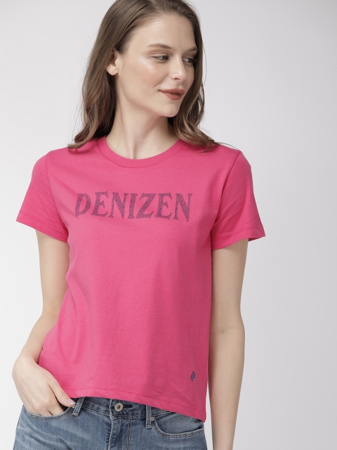 

Denizen From Levis Women Pink Printed Round Neck T-shirt