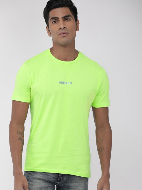 

Denizen From Levis Men Fluorescent Green Solid Round Neck T-shirt