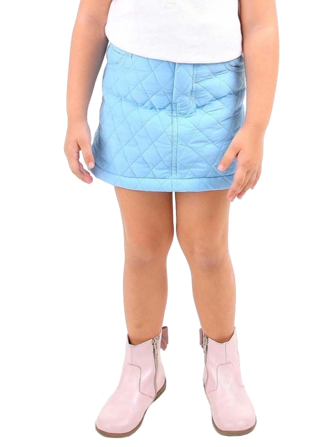 

Cherry Crumble Girls Turquoise Blue Self-Design Quilted A-Line Mini Skirt