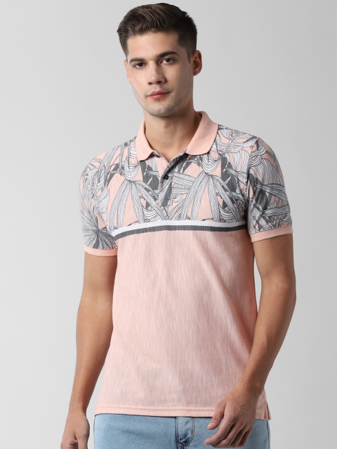 

Peter England Casuals Men Peach-Coloured Printed Polo Collar T-shirt