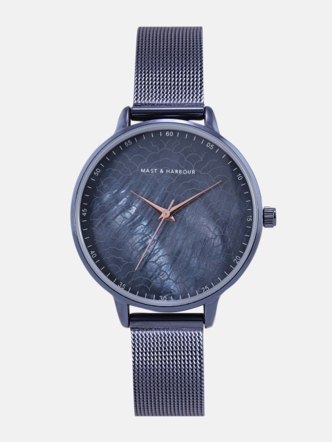 

Mast & Harbour Women Navy Blue Textured Analogue Watch MFB-PN-PF-DK2717A