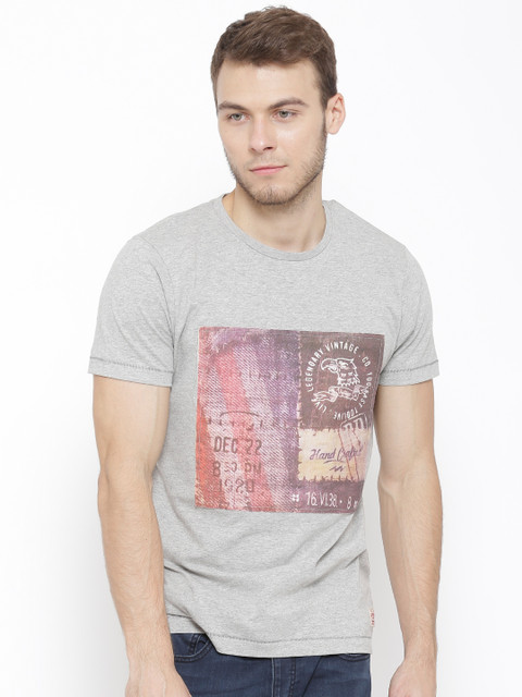 

Jack & Jones Grey Melange Printed T-shirt
