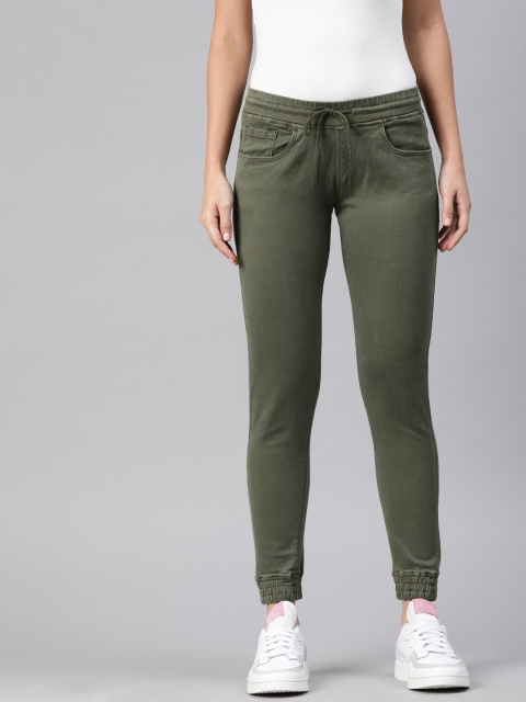 

HERE&NOW Women Olive Green Regular Fit Solid Joggers