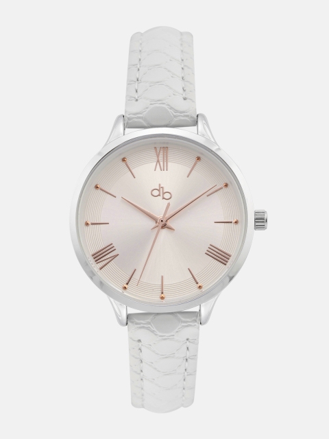 

DressBerry Women Beige & White Analogue Watch