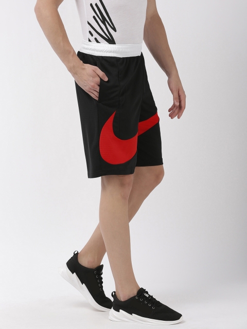 

Nike Men Black & Red Printed Regular Fit DRI-Fit Hbr Short 2.0 Basketball Sports Shorts