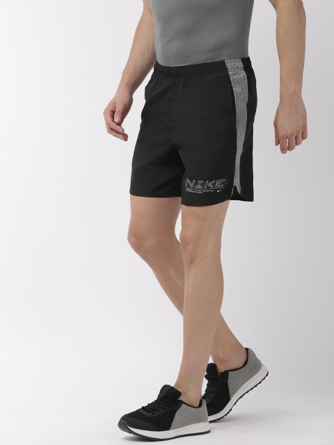 

Nike Men Black Printed Chllgr Regular Fit Running Shorts