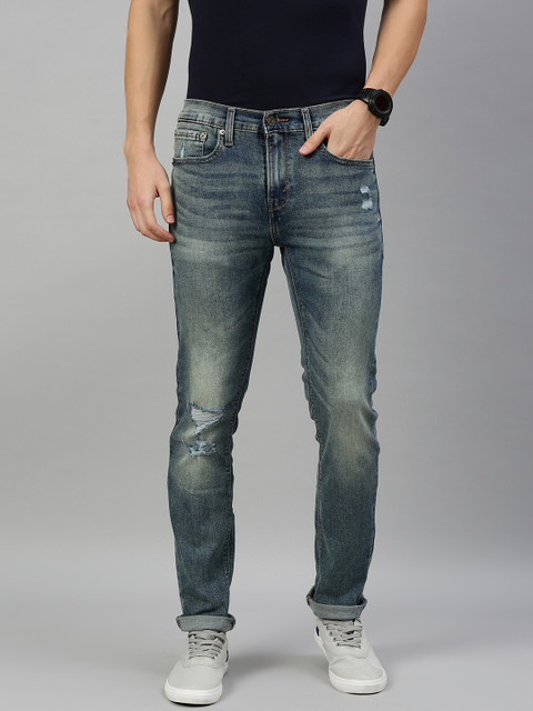 

Denizen From Levis Men Blue 288 Skinny Fit Mid-Rise Mildly Distressed Stretchable Jeans