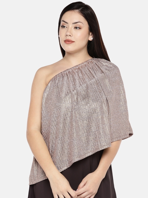 

The Label Life Women Rose-Gold Toned & Grey Self Design Top