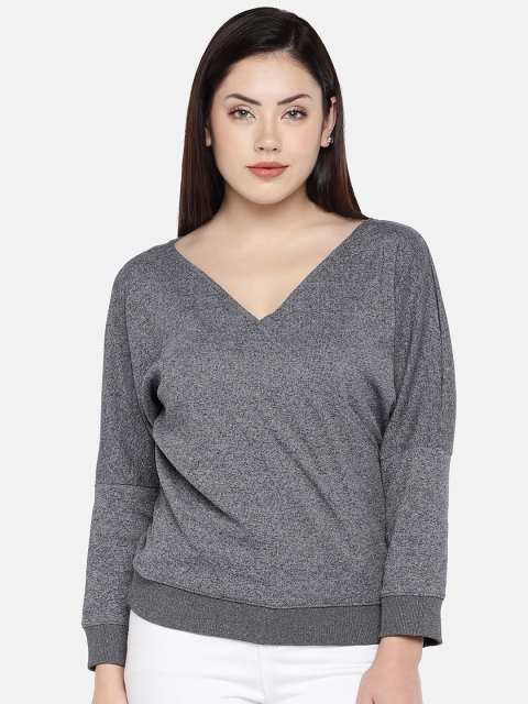 

The Label Life Women Charcoal Grey Solid Knitted Top