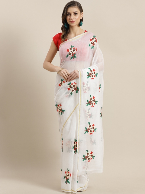 

Ishin White & Red Embroidered Saree