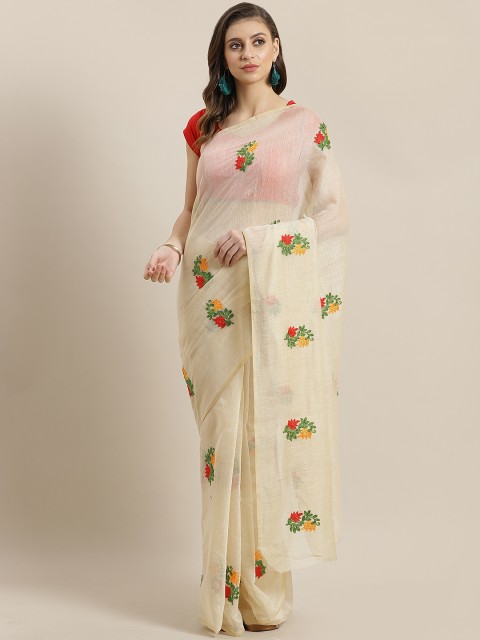 

Ishin Beige & Red Embroidered Saree