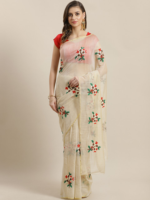 

Ishin Beige & Red Embroidered Saree