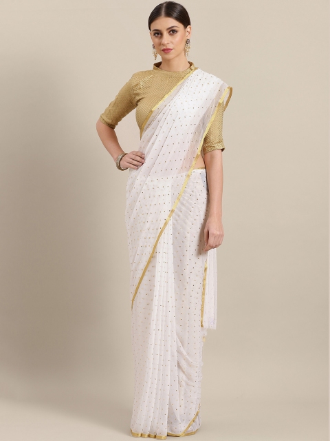 

Ishin White & Golden Embellished Saree