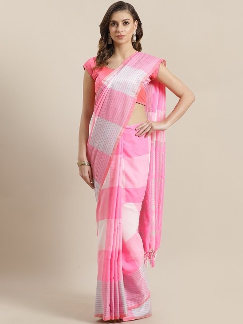 

Ishin Pink & White Checked Saree