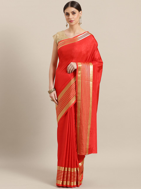 

Ishin Red Solid Saree