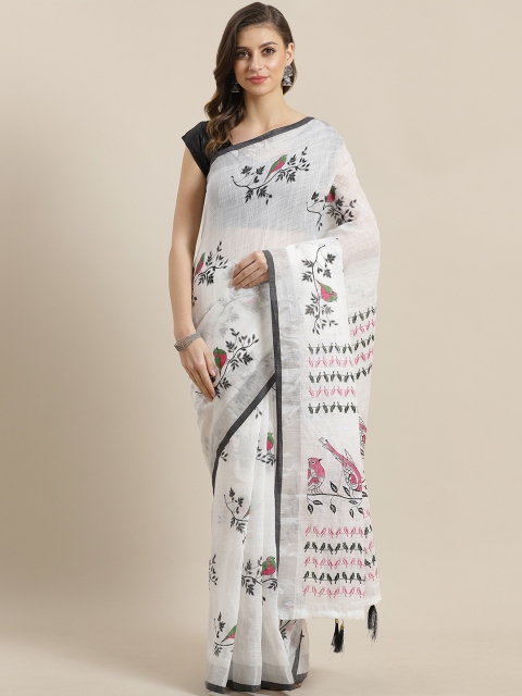 

Ishin White & Black Printed Saree