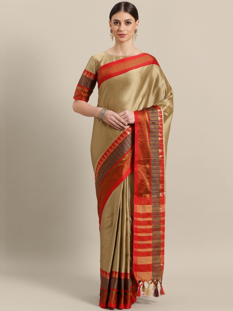 

Saree mall Beige Art Silk Solid Khadi Saree