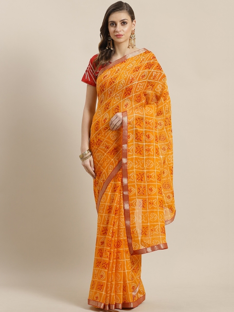 

Saree mall Yellow & Red Printed Bandhani Saree