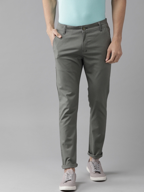 

Hubberholme Men Grey Slim Fit Stretchable Solid Regular Trousers