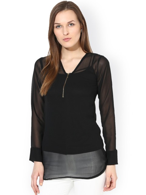 

La Firangi Black Sheer Top