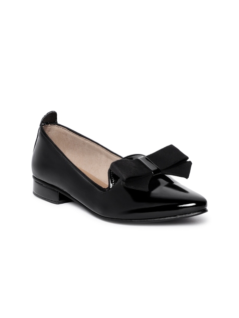 

The Label Life Women Black Solid Synthetic Patent Ballerinas
