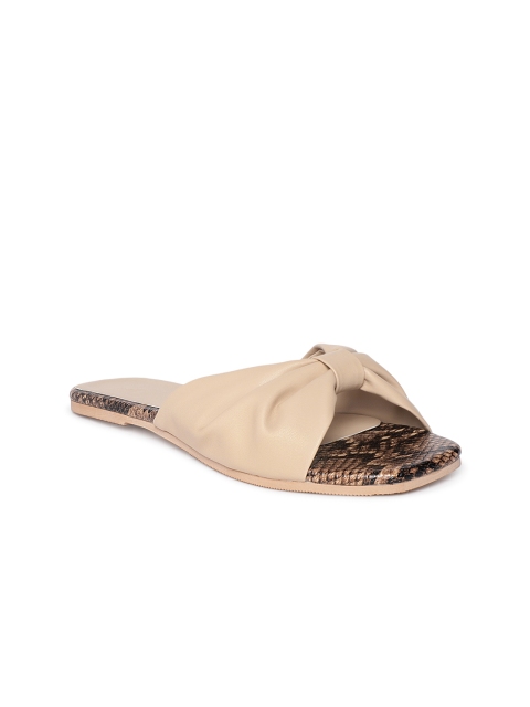 

The Label Life Women Nude-Coloured Solid Open Toe Flats