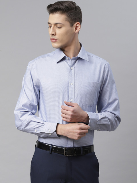 

Marks & Spencer Men Blue & White Regular Fit Self Design Formal Shirt
