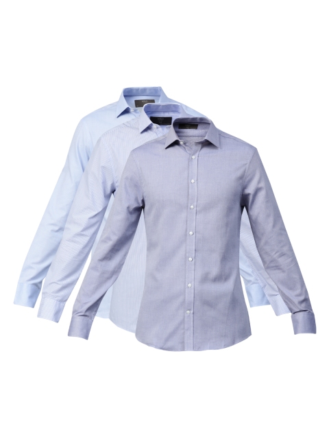 

Marks & Spencer Men Pack of 3 Slim Fit Formal Shirts, Blue