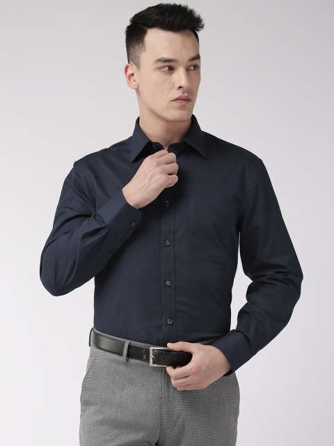 

Marks & Spencer Men Navy Blue Regular Fit Non-Iron Self Design Formal Shirt