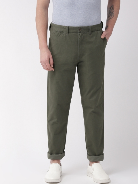 

Marks & Spencer Men Olive Green Tapered Fit Solid Chinos