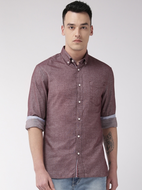 

Marks & Spencer Men Burgundy Regular Fit Self Design Casual Shirt