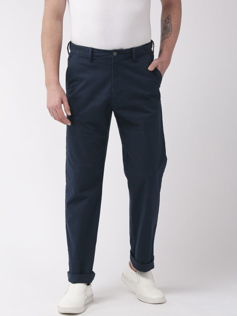 

Marks & Spencer Men Navy Blue Regular Fit Solid Chinos